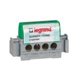 Earth terminal block - 4 terminals for 1.5 to 16 mm² cable - green