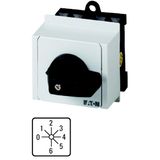 Step switches, T0, 20 A, service distribution board mounting, 3 contact unit(s), Contacts: 6, 45 °, maintained, With 0 (Off) position, 0-6, Design num