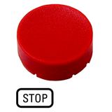 Button plate, raised red, STOP