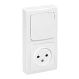 Single-touch switch + groundless socket Complete surface-mounted switchgear - White