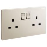 Galion 2 gang BS switched single pole socket outlet with power indicator - 13A - champagne