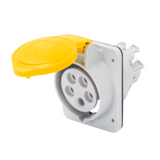 10° ANGLED FLUSH-MOUNTING SOCKET-OUTLET HP - IP44/IP54 - 3P+E 16A 100-130V 50/60HZ - YELLOW - 4H - FAST WIRING