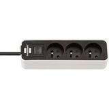 Ecolor Extension Socket 3-way white/black 1.5m H05VV-F 3G1.5 *FR/BE*
