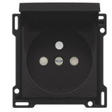 Finishing set for socket outlet with hinged lid, pin earthing and shutters, flush-mounting depth 28.5 mm, piano black coated