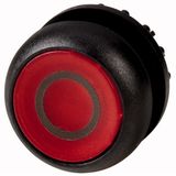 Illuminated pushbutton actuator, RMQ-Titan, Flush, momentary, red, inscribed, Bezel: black