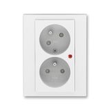 5593H-C02357 01 Double socket outlet with earthing pins, shuttered, with turned upper cavity, with surge protection