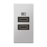 Arteor 1 module USB two ports C+C - 3A- 15W - Soft Aluminum