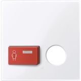 Central plate for call button with plug-in contact, active white glossy, system M