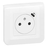 Surface Mosaic power outlet with 2-module Type-C charger - white