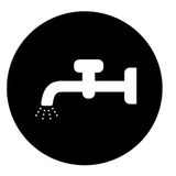 Button plate, raised black, liquid symbol