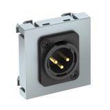 MTG-X3M S AL1 XLR connection, 1 module, straight outlet, 3-pin connector, as screw connection, aluminium-painted