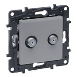 TV SOCKET DOUBLE F-TYPE STAR ALUMINIUM