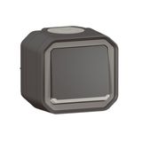 Plexo 10A waterproof illuminated push button delivered complete with indicator light for surface mounting in anthracite