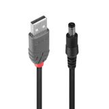 USB 2.0 Type A to 5.5mm DC Cable, 1.5m USB Type A Male to 5.5mm outer/2.1mm inner diameter DC connector