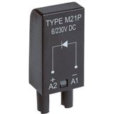 Module D (polarization P)It limits overvoltage on DC coils. Voltage 6/230 V DC. Black colour