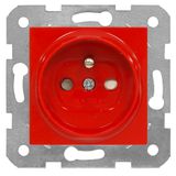 Pin socket outlet with safety shutter, red, screw clamps