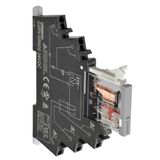 Slimline input relay 6 mm incl. socket, SPDT, 50 mA, Push-in terminals