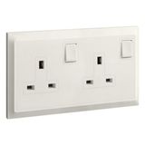 Belanko S - 2 gang BS double pole switched socket sameboard - 13A - Ivory