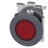 Illuminated pushbutton, 30 mm, round, Metal, matte, red, front ring for flush...