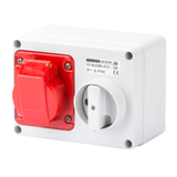 FIXED INTERLOCKED HORIZONTAL SOCKET-OUTLET - WITH BOTTOM - WITHOUT FUSE-HOLDER BASE - 2P+E 16A 380-415V - 50/60HZ 9H - IP44