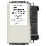 Fuse-link, high speed, 350 A, AC 1250 V, compact size 1, 45 x 59 x 81 mm, aR, IEC, UL, type K indicator, flush end, M8