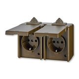 5518-3069 H Double socket outlet with earthing contacts, with hinged lids, for multiple mounting ; 5518-3069 H