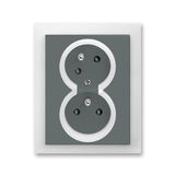 5593M-C02357 61 Double socket outlet with earthing pins, shuttered, with turned upper cavity, with surge protection