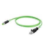 PROFINET Cable (assembled), M8 D-code - IP67 straight pin, RJ45 IP 20,