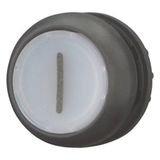 Illuminated pushbutton actuator, RMQ-Titan, Flush, momentary, White, inscribed 1, Bezel: black