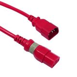 Set of 10 power cords C14-C13 0.5m red serverside locking