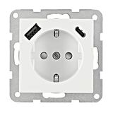 Socket outlet insert with USB type A+C, 2,1 A, white