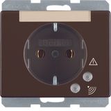 SCHUKO socket outlet with overvoltage protection, Arsys, brown glossy