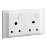 Belanko S 2 gang single pole BS switched socket outlet - 15A - White