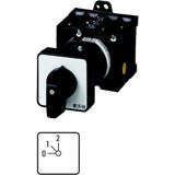 Step switches, T3, 32 A, rear mounting, 1 contact unit(s), Contacts: 2, 45 °, maintained, With 0 (Off) position, 0-2, Design number 8310