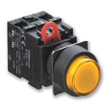 Pushbutton, illuminated, half guarded type, IP65, yellow A22 1058R