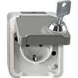 SCHUKO socket, lockable with the same locks, lock no. 200, light gray, AQUASTAR