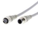 Cable with connectors on both cable ends, M12 straight socket (female), M12 straight plug (male), 4-poles, A coded, PVC fire-retardant robot cable, IP67, 3 m XS2W0122M