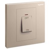 Galion - 1 gang double pole 45A switch with red power indicator- Rose Gold