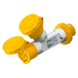 MULTIPLE SOCKET-COUPLERS 2 OUTPUTS IP67 - PLUG 16A - 2 SOCKET-OUTLETS 2P+E 110V 50/60HZ - YELLOW - 4H