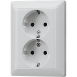 Socket outlet 2-gang, 16 A / 250 V, alu