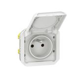 Standard Franco-Belgian Plexo power socket 16A 250V - Complete recessed - White - IP55 - IK08