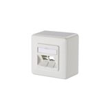 Modul wall outlet surface mounted 2 port unequipped pure white 43 mm