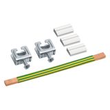 CU rail, univZ, 180x9x6mm, 35mm² green/yellow, laminated, with 2xclamps up to 35mm²