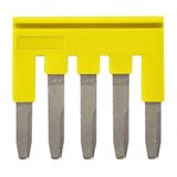 Cross bar for terminal blocks 2.5 mm² screw models, 5 poles, Yellow co