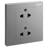 Galion - 2 gangs EURO/US socket outlet - 16A - 2 Poles with earth - Dark Silver