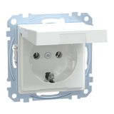 SCHUKO socket with hinged lid, plug-in terminals, active white glossy, system