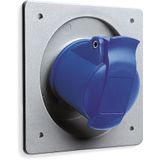 Socket-outlet, panel mounting, 6h, 16A, IP44, unified flange, angled, 2P+E
