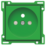 Finishing set for socket outlet with pin earthing and shutters, flush-mounting depth 28.5 mm, green