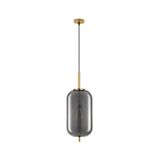 Brass Gold Metal & Smoky Glass   Black Fabric Wire  LED E27 1x12 Watt 230 Volt  IP20 Bulb Excluded  D: 22 H: 120 cm Adjustable height