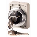 Key-operated actuator, Flat Front, maintained, 3 positions, Ronis 455, Key withdrawable: 0, Bezel: stainless steel